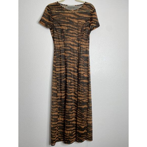 Third Form Sheer Tiger Print Short Sleeve Maxi Dress Size 4 - Picture 1 of 3